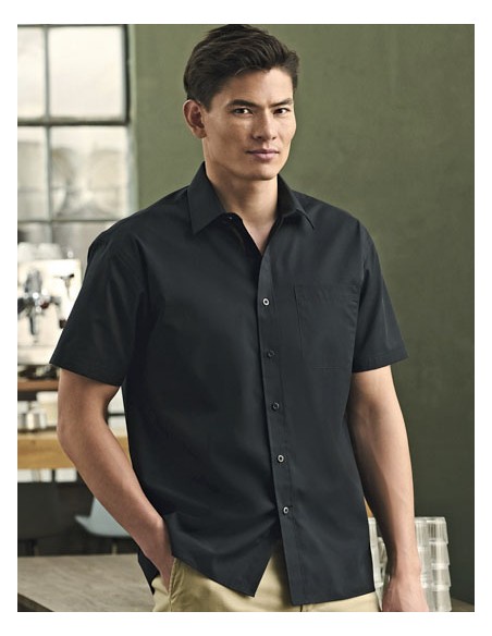 RUS-0R935M0-Men's Short Sleeve Classic Polycotton Poplin Shirt 2